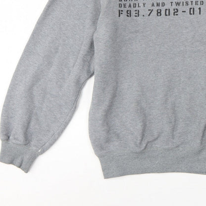 Firetrap Men’s Grey L Graphic Print Crew Neck Pullover Sweatshirt