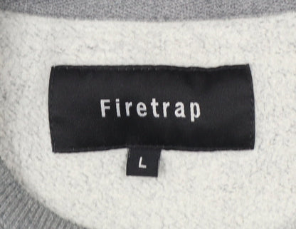 Firetrap Men’s Grey L Graphic Print Crew Neck Pullover Sweatshirt