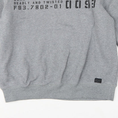 Firetrap Men’s Grey L Graphic Print Crew Neck Pullover Sweatshirt