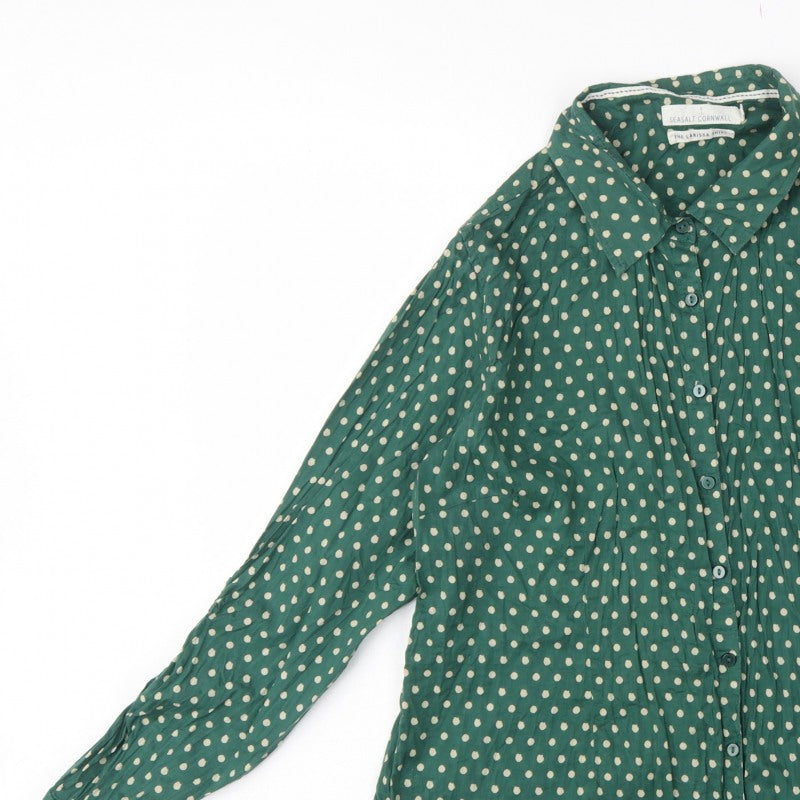 Seasalt Cornwall Women Green Polka Dot Basic Button-Up Shirt UK 18