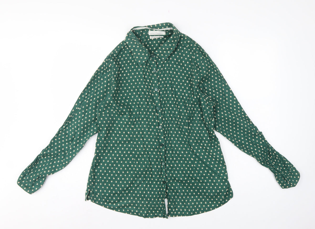 Seasalt Cornwall Women Green Polka Dot Basic Button-Up Shirt UK 18
