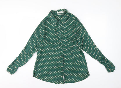 Seasalt Cornwall Women Green Polka Dot Basic Button-Up Shirt UK 18