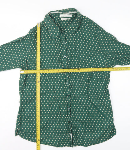 Seasalt Cornwall Women Green Polka Dot Basic Button-Up Shirt UK 18