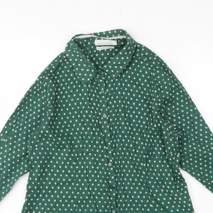 Seasalt Cornwall Women Green Polka Dot Basic Button-Up Shirt UK 18