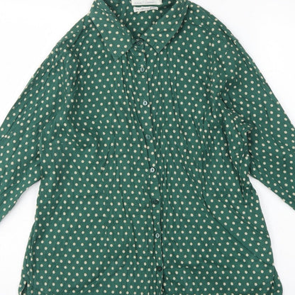 Seasalt Cornwall Women Green Polka Dot Basic Button-Up Shirt UK 18