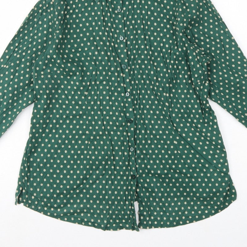 Seasalt Cornwall Women Green Polka Dot Basic Button-Up Shirt UK 18