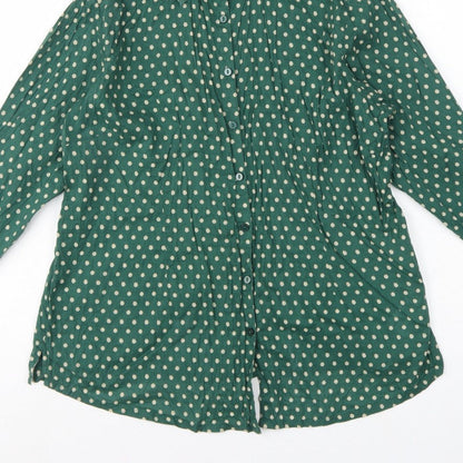 Seasalt Cornwall Women Green Polka Dot Basic Button-Up Shirt UK 18
