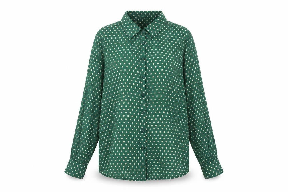 Seasalt Cornwall Women Green Polka Dot Basic Button-Up Shirt UK 18