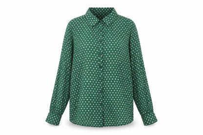 Seasalt Cornwall Women Green Polka Dot Basic Button-Up Shirt UK 18