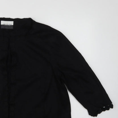Jaeger Women’s Black Wool Blend UK 16 Collarless Button Jacket
