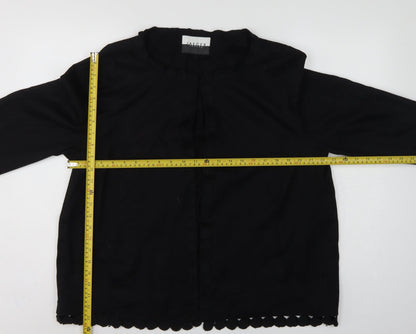 Jaeger Women’s Black Wool Blend UK 16 Collarless Button Jacket
