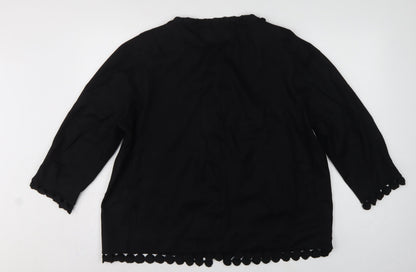 Jaeger Women’s Black Wool Blend UK 16 Collarless Button Jacket