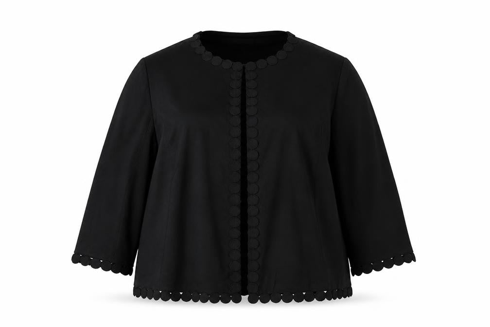 Jaeger Women’s Black Wool Blend UK 16 Collarless Button Jacket