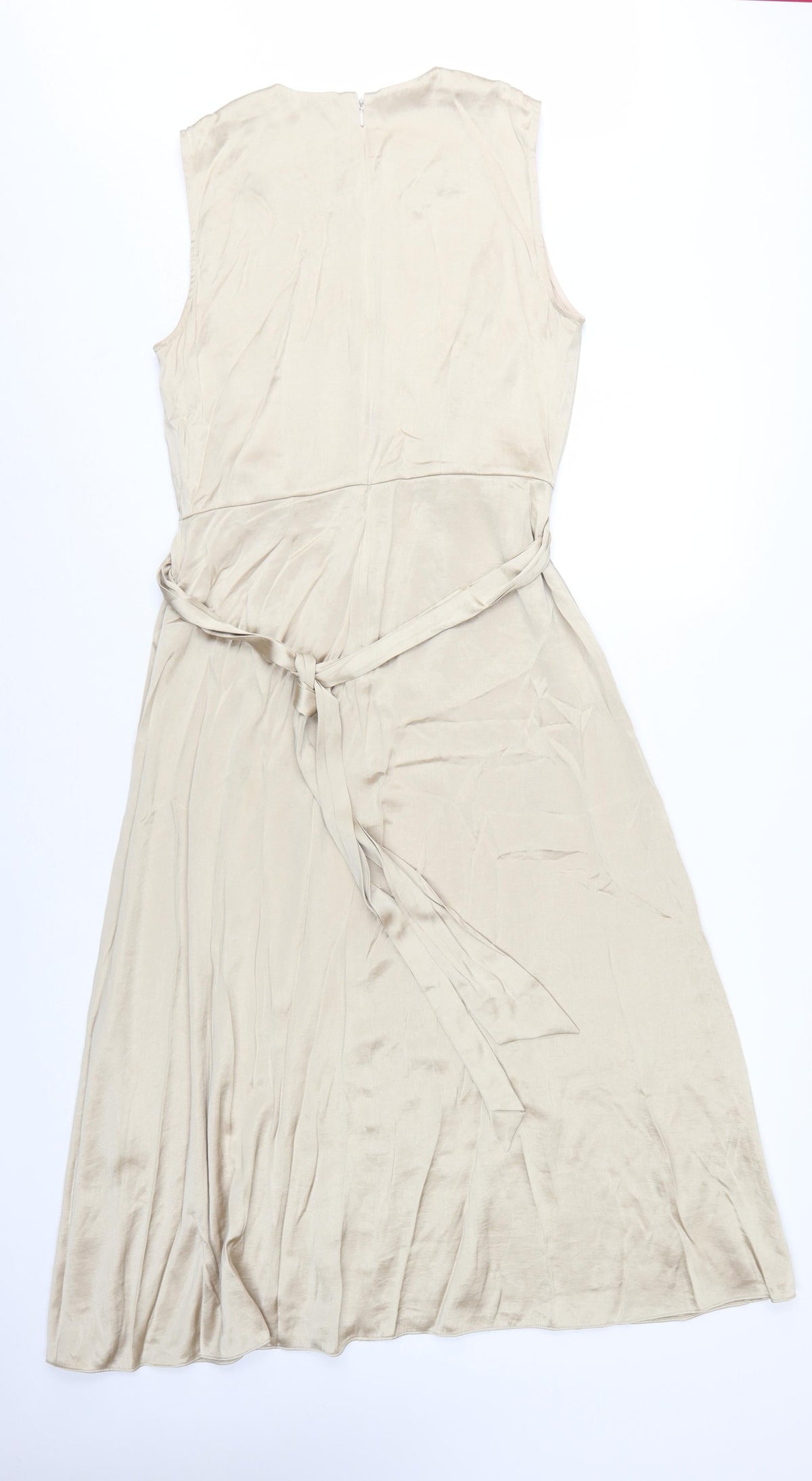 H&M Women Ivory UK 10 Long A-Line Sleeveless Belted Occasion Dress