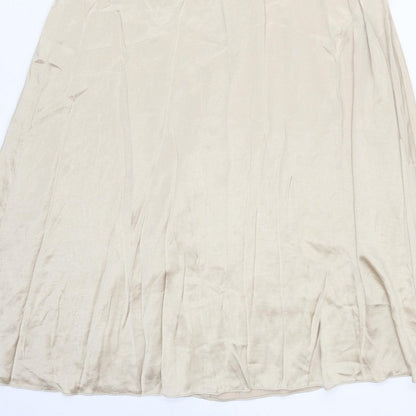 H&M Women Ivory UK 10 Long A-Line Sleeveless Belted Occasion Dress