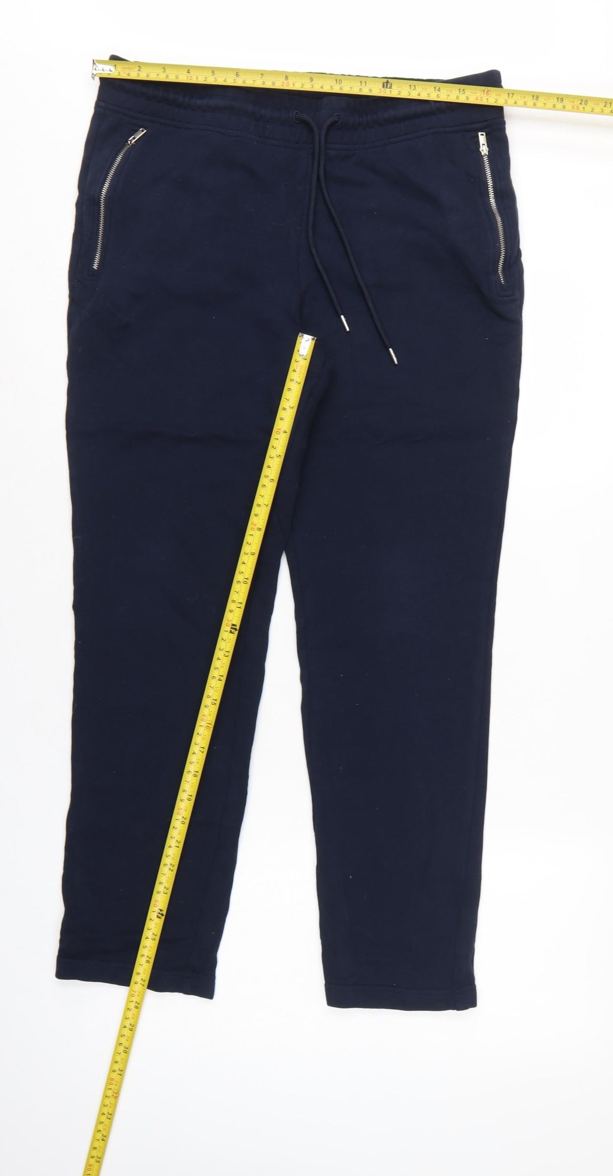 Autograph Mens Blue M Pure Cotton Zip Pocket Jogger Trousers