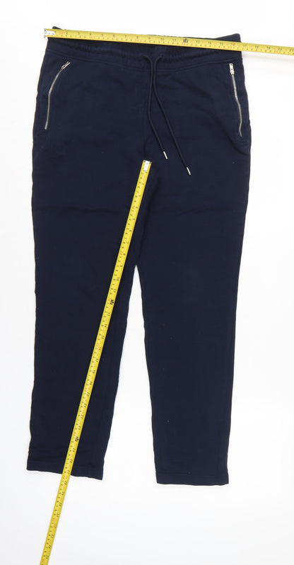 Autograph Mens Blue M Pure Cotton Zip Pocket Jogger Trousers