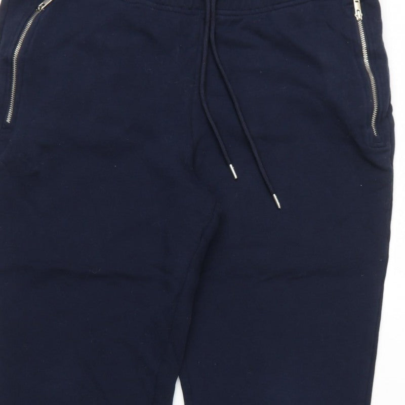 Autograph Mens Blue M Pure Cotton Zip Pocket Jogger Trousers