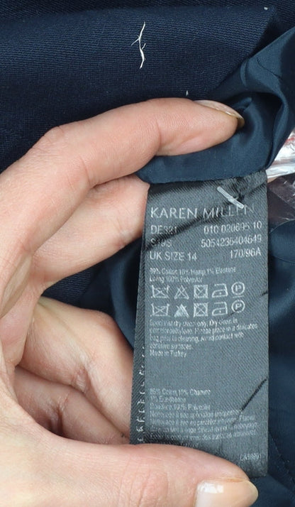 Karen Millen Women Blue UK 14 Pencil Knee Length Button Dress
