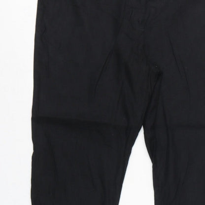 M&S Women Black Size 16 Linen Blend Tapered Smart Trousers
