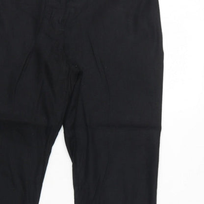 M&S Women Black Size 16 Linen Blend Tapered Smart Trousers
