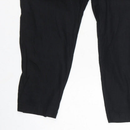 M&S Women Black Size 16 Linen Blend Tapered Smart Trousers