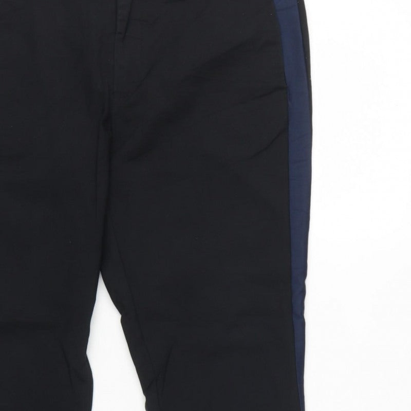NÜMPH Women’s Black Navy Contrast Stripe Tapered Dress Trousers UK 10