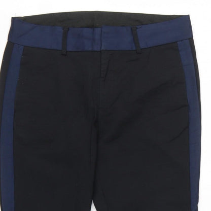 NÜMPH Women’s Black Navy Contrast Stripe Tapered Dress Trousers UK 10