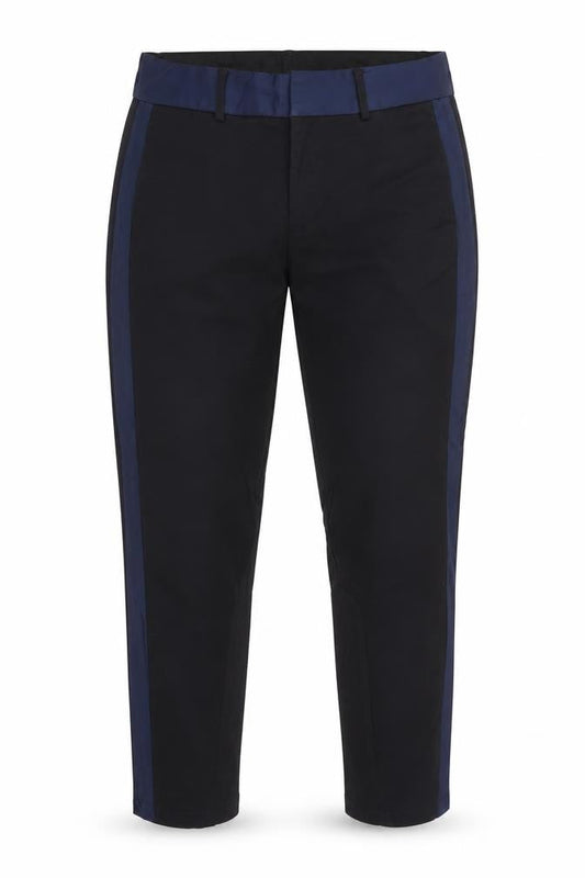 NÜMPH Women’s Black Navy Contrast Stripe Tapered Dress Trousers UK 10