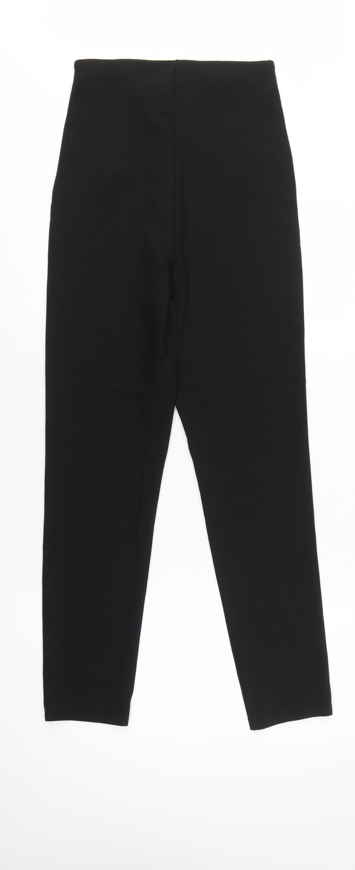 Zara Woman Black M High Rise Straight Zip Detail Trousers
