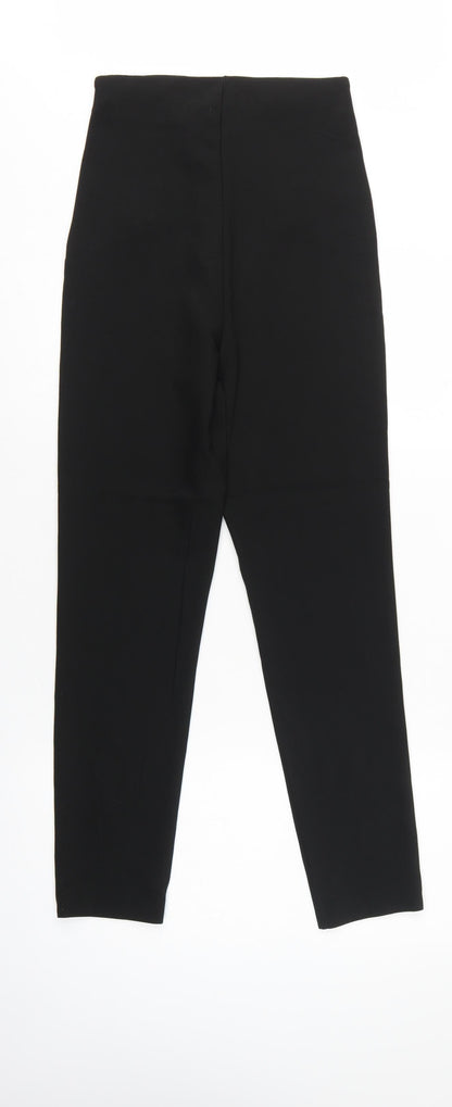 Zara Woman Black M High Rise Straight Zip Detail Trousers