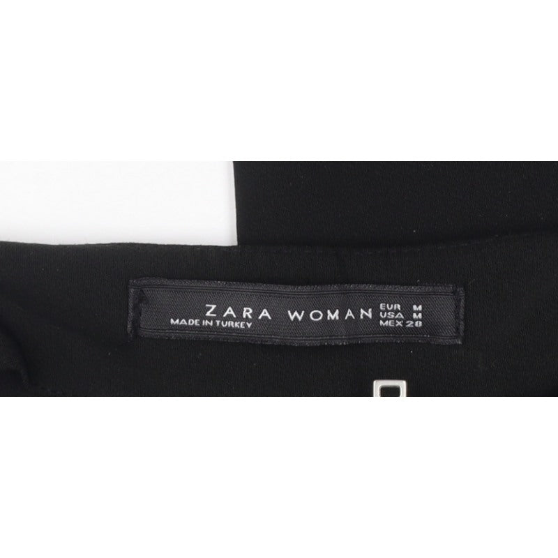 Zara Woman Black M High Rise Straight Zip Detail Trousers