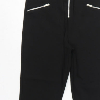 Zara Woman Black M High Rise Straight Zip Detail Trousers