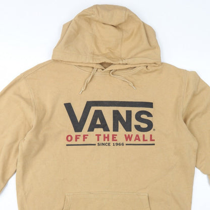 Vans Men’s Beige M Pullover Hoodie Logo Graphic Print Fleece