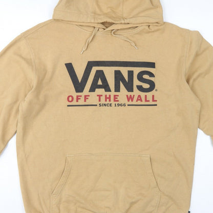 Vans Men’s Beige M Pullover Hoodie Logo Graphic Print Fleece