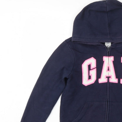 GAP Girls Blue XL 12-13 Years Full Zip Logo Hoodie Pockets