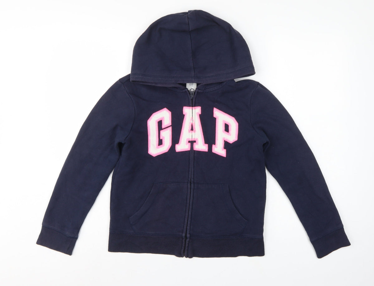 GAP Girls Blue XL 12-13 Years Full Zip Logo Hoodie Pockets
