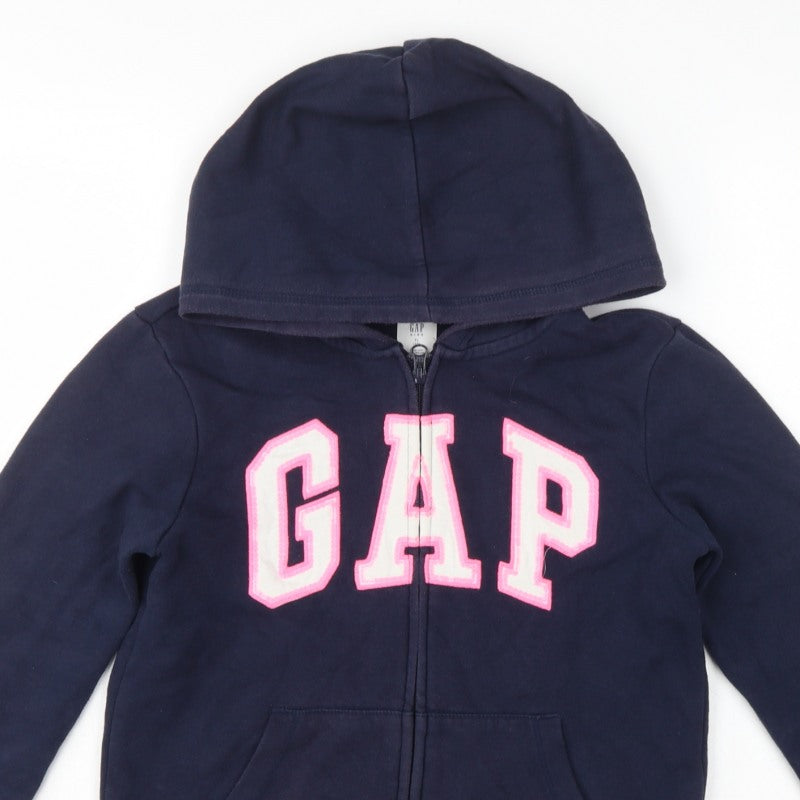 GAP Girls Blue XL 12-13 Years Full Zip Logo Hoodie Pockets