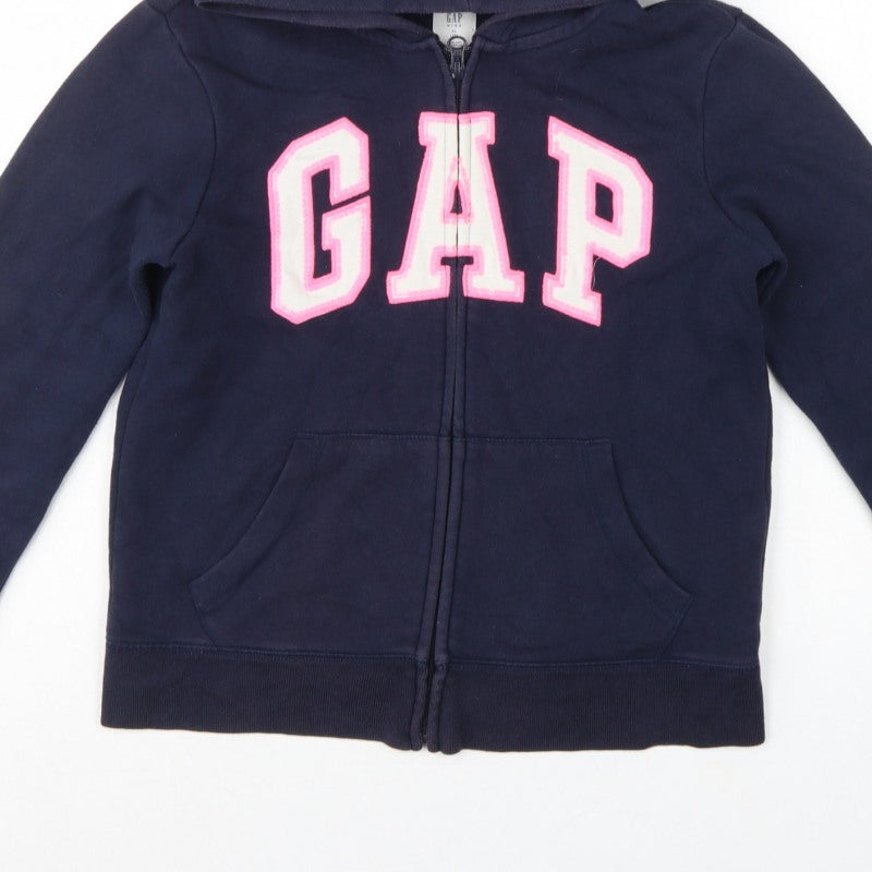 GAP Girls Blue XL 12-13 Years Full Zip Logo Hoodie Pockets
