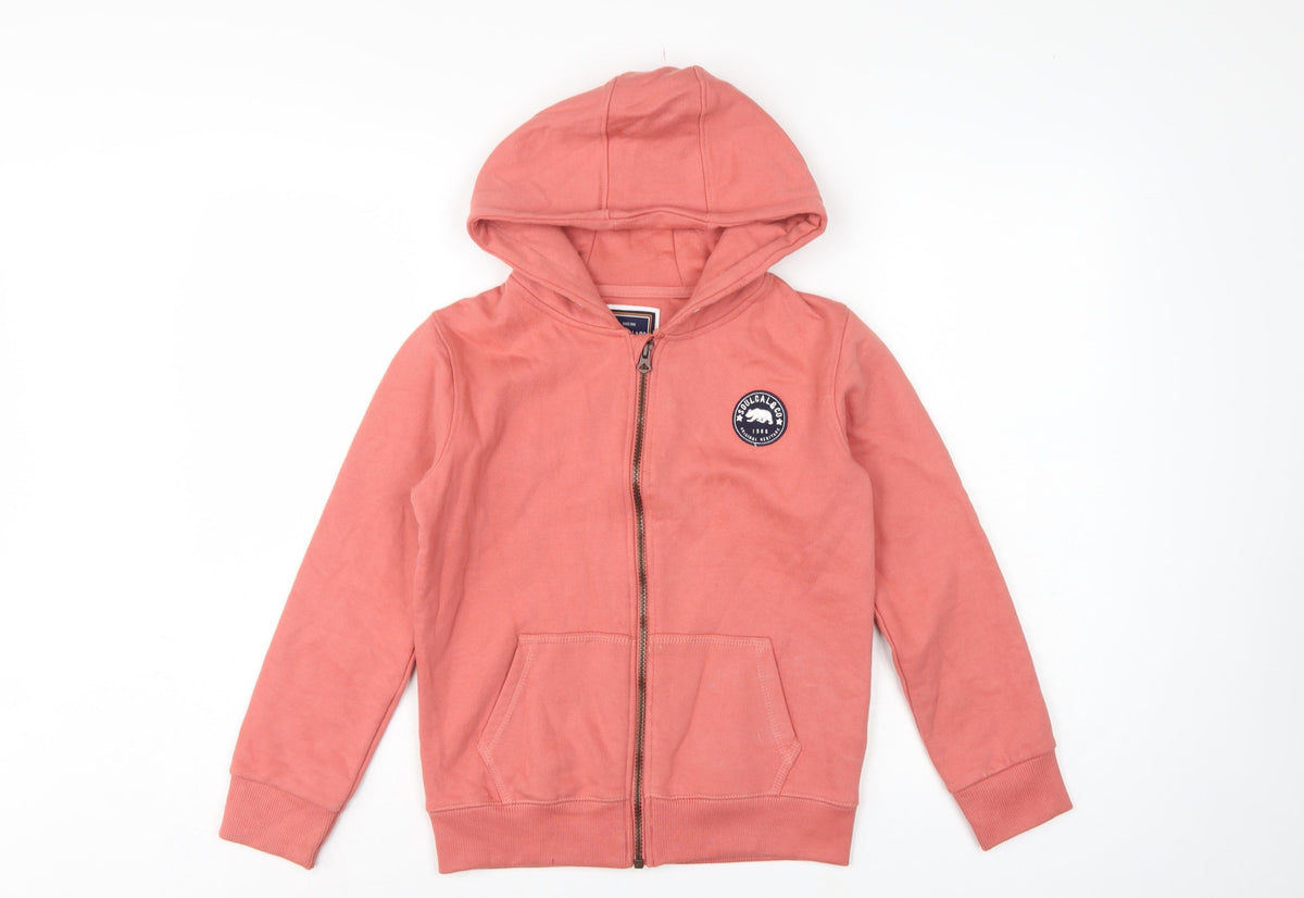 Back view of SoulCal & Co boys’ pink 11-12 years full zip hooded hoodie logo