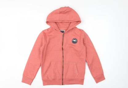 Back view of SoulCal & Co boys’ pink 11-12 years full zip hooded hoodie logo
