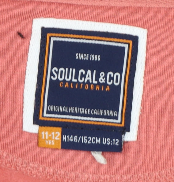Additional view of SoulCal & Co boys’ pink 11-12 years full zip hooded hoodie logo