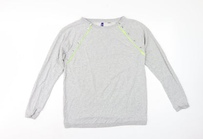 Seraphine Women Grey L Maternity Pullover Sweatshirt Neon Zip Detail