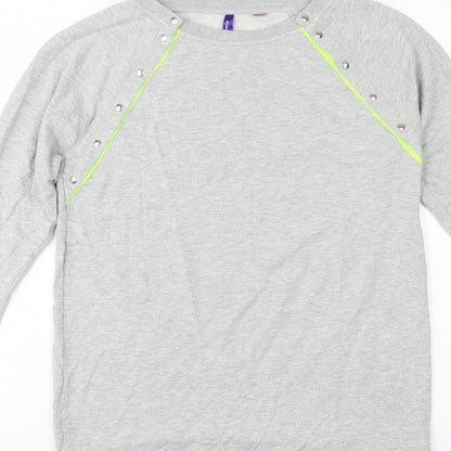 Seraphine Women Grey L Maternity Pullover Sweatshirt Neon Zip Detail