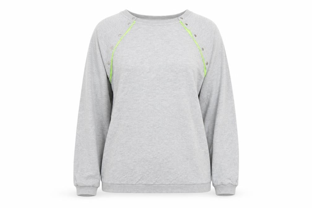 Seraphine Women Grey L Maternity Pullover Sweatshirt Neon Zip Detail