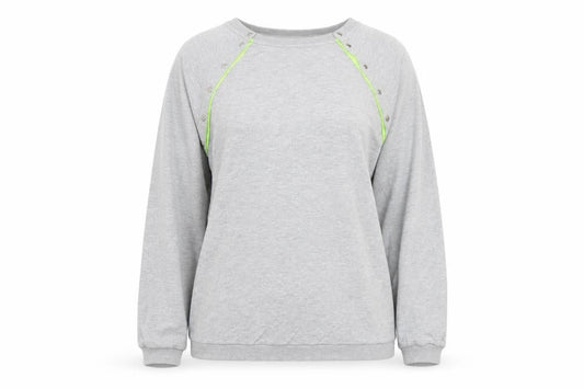 Seraphine Women Grey L Maternity Pullover Sweatshirt Neon Zip Detail
