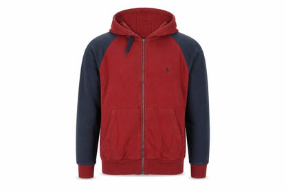 Penguin Mens Red Blue XL Full Zip Hooded Fleece Hoodie Logo