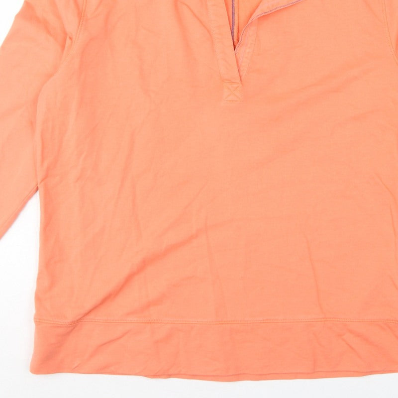 White Stuff Women Orange UK 14 Pullover Quarter Zip Cotton Sweatshirt