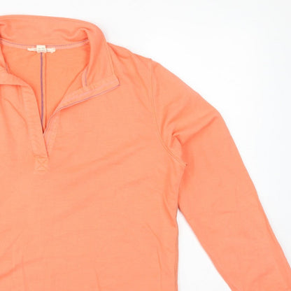White Stuff Women Orange UK 14 Pullover Quarter Zip Cotton Sweatshirt
