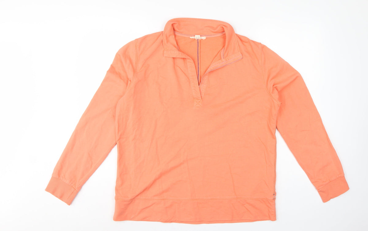 White Stuff Women Orange UK 14 Pullover Quarter Zip Cotton Sweatshirt